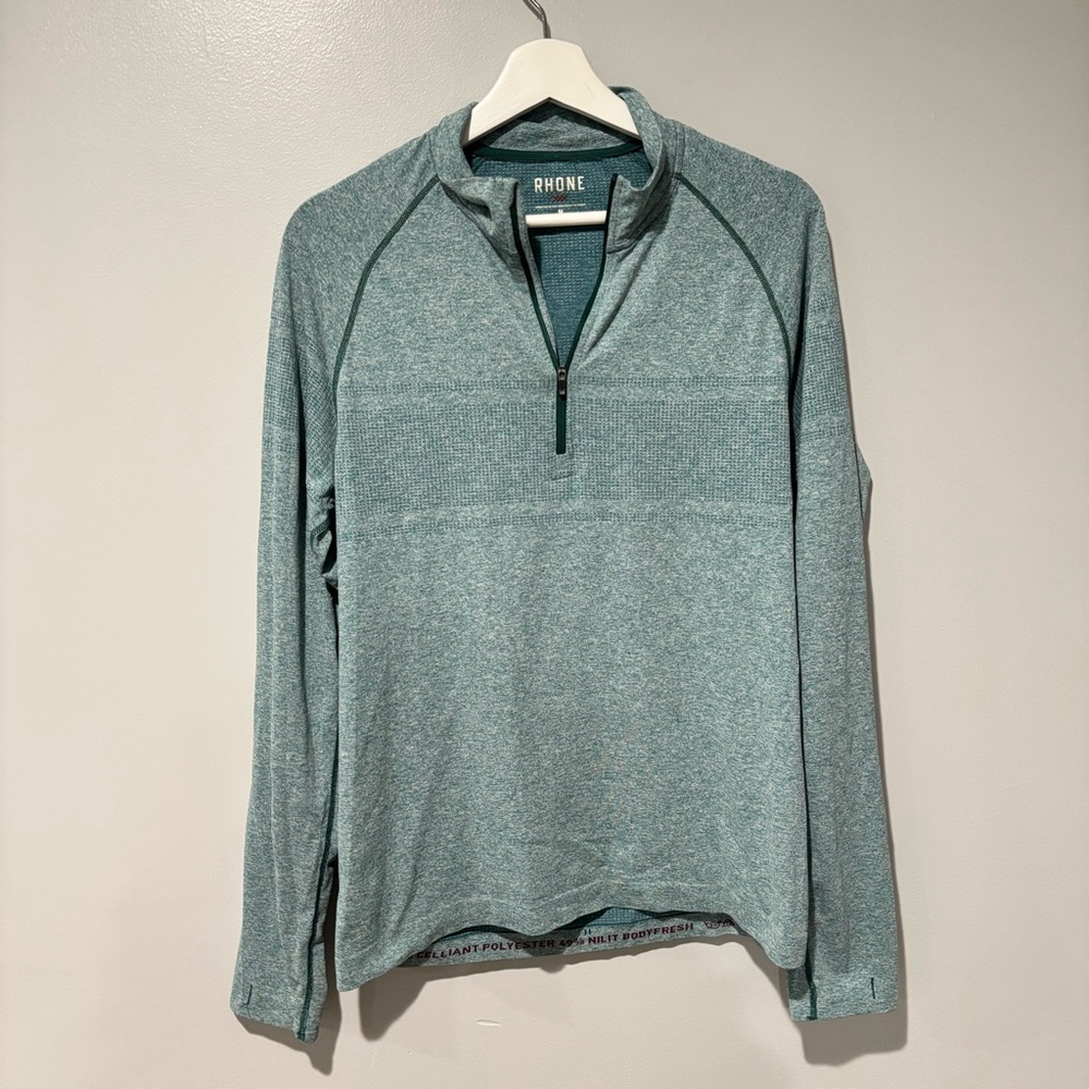 RHONE Celliant Seamless Quarter Zip Long Sleeve Shirt Pullover Medium Blue Teal - Picture 3 of 6